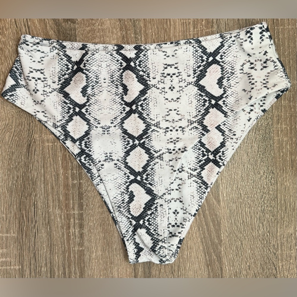 Snake Print High Rise Swimsuit Bottom, Size M